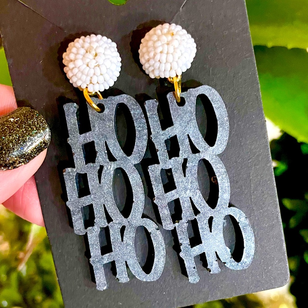 Acrylic Ho Ho Ho Earrings